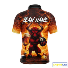 Load image into Gallery viewer, Yellow Lightning Funny Bull Pool 8 Ball Men Billiard Polo &amp; 1/4-Zip Shirt Custom Billiard Attire NYN2606