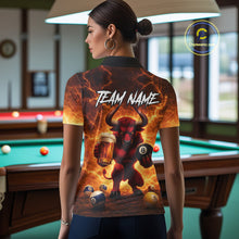Load image into Gallery viewer, Yellow Lightning Funny Bull Pool 8 Ball Women Billiard Polo &amp; 1/4-Zip Shirt Custom Billiard Attire NYN2606