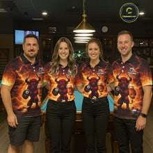 Load image into Gallery viewer, Yellow Lightning Funny Bull Pool 8 Ball Men Billiard Polo &amp; 1/4-Zip Shirt Custom Billiard Attire NYN2606