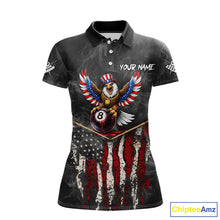 Load image into Gallery viewer, Smoke Grunge US Flag Eagle 8 Ball Cue Billiard Pool Shirt For Women Custom Patriotic Billiard Appeal NYN2763