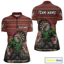 Load image into Gallery viewer, Custom Grunge Eagle Graffiti Women Darts Quarter-Zip Shirt Funny Christmas Dart Jerseys NYN1854