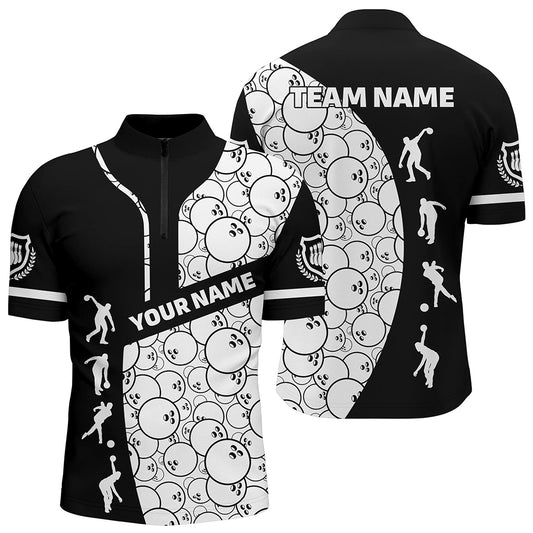 Personalized 3D Men's Bowling Team Jersey Bowling Shirt American Bowling Quarter-Zip Shirt QZT56-3