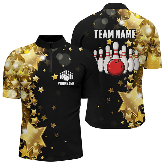 Personalized 3D Men's Bowling Team Jersey Bowling Shirt American Bowling Quarter-Zip Shirt QZT56-4