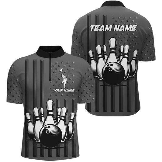 Personalized Bowling Shirt for Men Camo Bowling Jersey 1/4 Zip Shirt Unisex QZT276