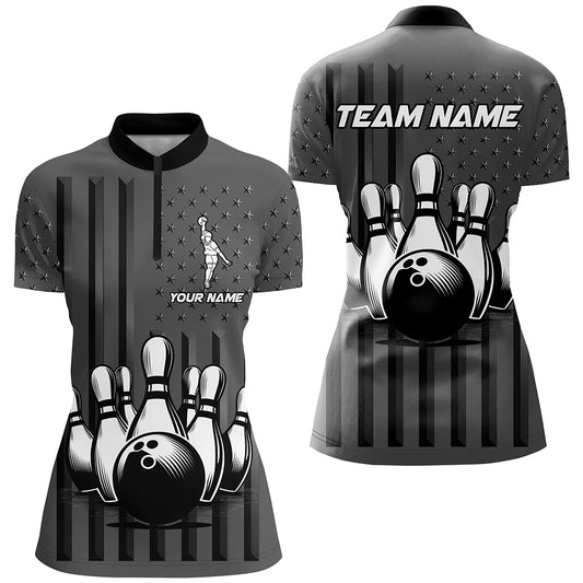 Personalized Bowling Shirt for Women Camo Bowling Jersey 1/4 Zip Shirt Unisex QZT276