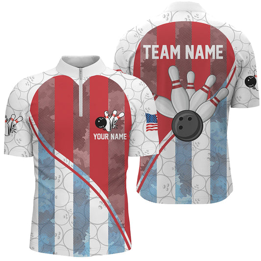 Bowling Shirt for Men Bowling Tournament Jersey Unisex 1/4 Zip Bowling Shirt QZT273