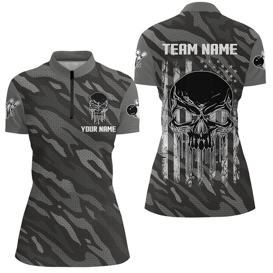 Personalized 1/4 Zip Bowling Jerseys for Women Bowling Shirt Unisex QZT282