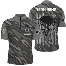 Load image into Gallery viewer, Personalized Skull 1/4 Zip Bowling Jerseys for Men Bowling Shirt Unisex QZT282