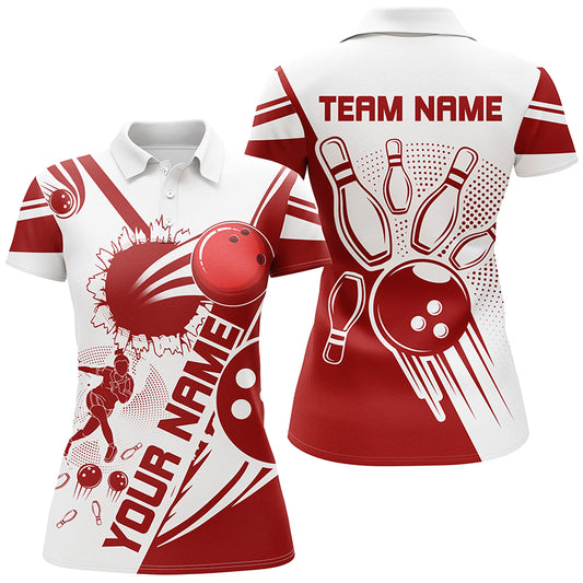 Personalized Bowling Shirt for Women Bowling Team League Polo Shirt for Women QZT408