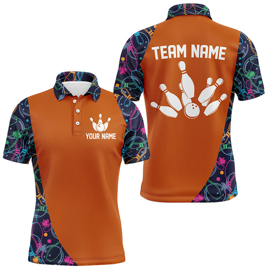 Custom Bowling Shirts Orange Bowling Jersey for Men Camo Bowling Polo Bowling Uniform QZT413