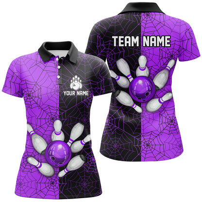Custom Camo Polo Bowling Shirt Women Spider Bowling Team Jersey Multicolor QZT458