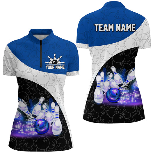 Personalized Bowling Shirt Custom Bowling Team League Bowling Jersey Women Quarter-Zip Shirt QZT260