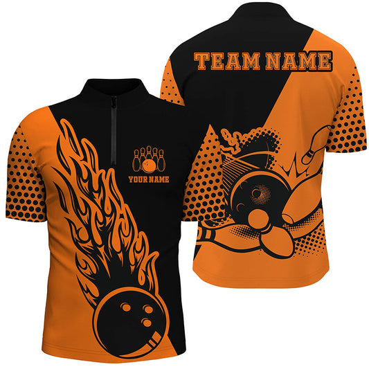 Personalized 3D Men's Bowling Team Jersey Bowling Shirt American Bowling Quarter-Zip Shirt QZT56-7