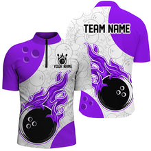 Load image into Gallery viewer, Purple and gray sports jersey with flame design and customizable text on a white background