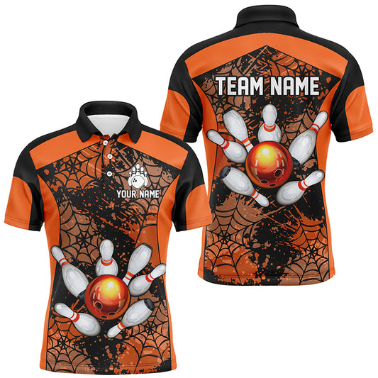 Orange Bowling Shirt for Men Spider Bowling Shirt Customized Polo Shirt Unisex QZT288