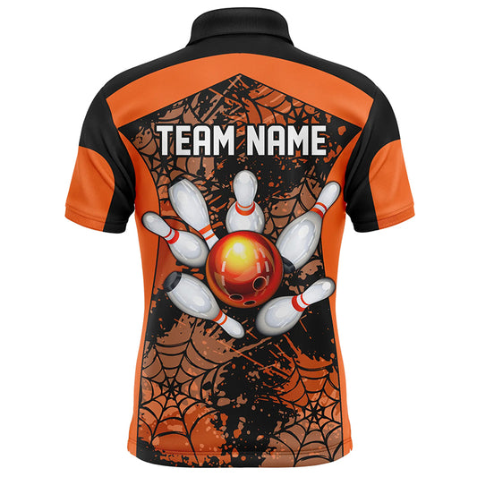 Orange Bowling Shirt for Men Spider Bowling Shirt Customized Polo Shirt Unisex QZT288