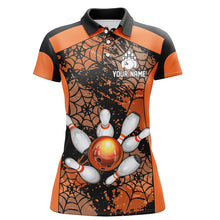 Load image into Gallery viewer, Orange Bowling Shirt for Women Spider Bowling Shirt Customized Polo Shirt Unisex QZT288