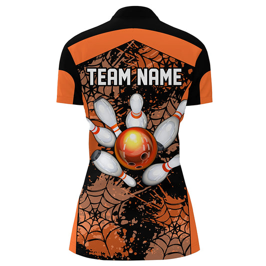 Orange Bowling Shirt for Women Spider Bowling Shirt Customized Polo Shirt Unisex QZT288