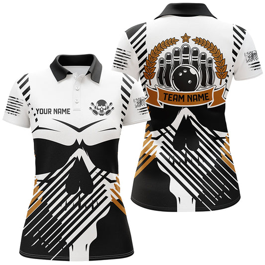 Personalized Women Polo Bowling Shirts Skull Bowling Team Jersey QZT451