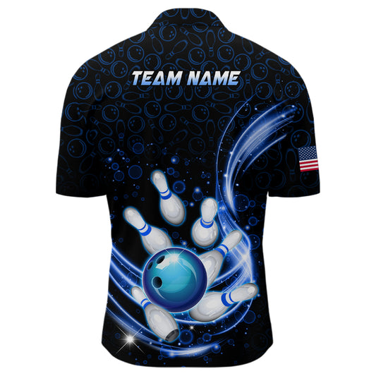 Personalized Camo Bowling Shirt for Men Custom Bowling Jersey Bowling Team League Quarter-Zip QZT251
