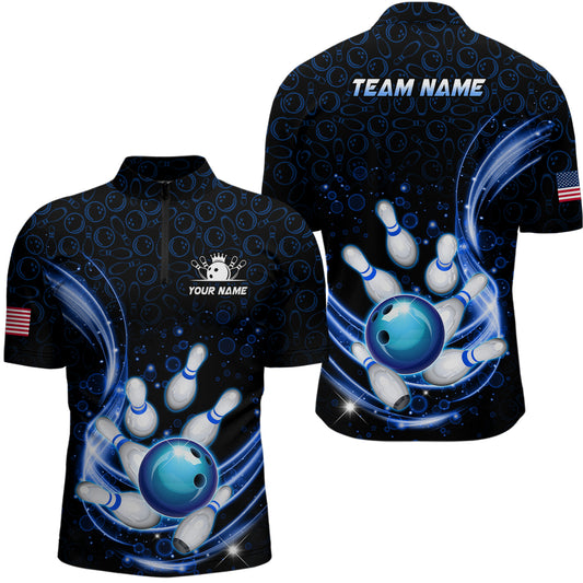 Personalized Camo Bowling Shirt for Men Custom Bowling Jersey Bowling Team League Quarter-Zip QZT251