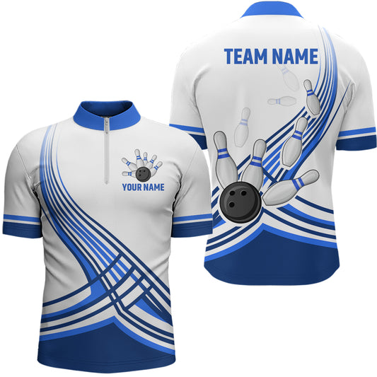 Personalized Men's Bowling Jersey Quarter Zip Bowling Team Shirts Bowling Gifts QZT502