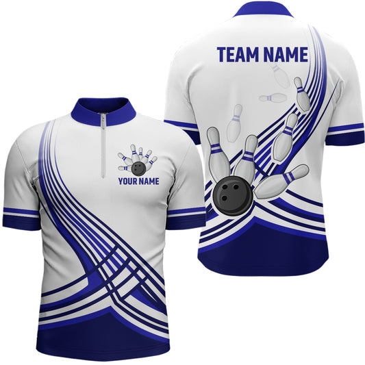 Personalized Men's Bowling Jersey Quarter Zip Bowling Team Shirts Bowling Gifts QZT502