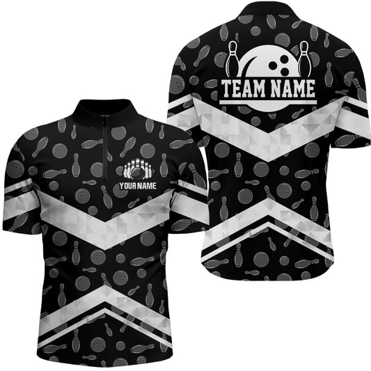 Personalized 3D Men's Bowling Team Jersey Bowling Shirt American Bowling Quarter-Zip Shirt QZT56-2