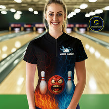 Load image into Gallery viewer, Custom Crazy Bowling Shirt for Team Flame &amp; Water Bowling Jersey for Women Bowling Unisex QZT745