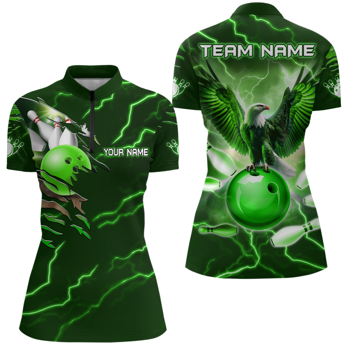 Personalized Women 1/4 Zip Eagle Bowling Shirts Bowling Team League QZT437