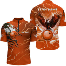 Load image into Gallery viewer, Personalized Men Eagle Bowling Shirts 1/4 Zip Bowling Team League QZT437