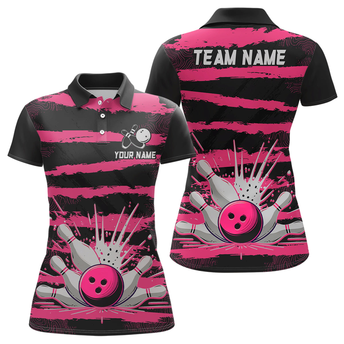 Women Camo Bowling Shirts Polo Custom Bowling Team Jersey League Multicolor QZT472