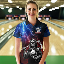 Load image into Gallery viewer, Thunder Bowling Shirt| Grim Reaper Bowling Jersey, Custom Bowling for Women, Polo Bowling Shirt QZT405