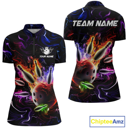 Custom Colorful Bowling Team Shirt for Women Bowling League Jersey Bowlers Gift QZT728