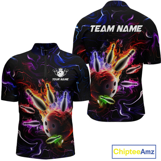Custom Colorful Bowling Team Shirt for Men Bowling League Jersey Bowlers Gift QZT728