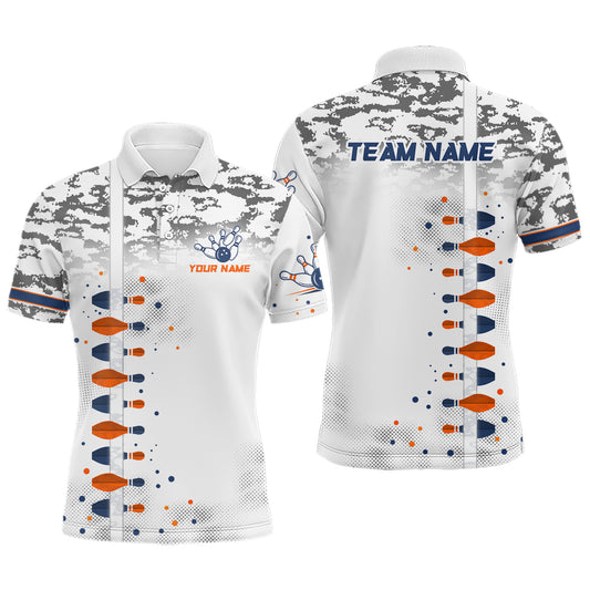 Bowling Shirt for Men Camo Grey Bowling Jersey Polo Bowling Team League QZT300