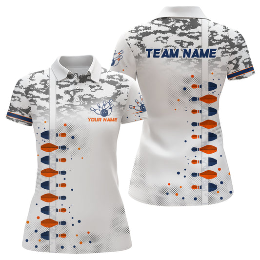 Bowling Shirt for Women Camo Grey Bowling Jersey Polo Bowling Team League QZT300