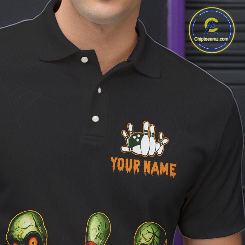 Custom Zombie Pumpkin Bowling Jersey for Men Halloween Bowling Team Shirt Bowling Gifts QZT730