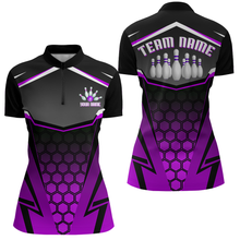 Load image into Gallery viewer, Personalized Bowling Shirt Bowling Team League Women Bowling Jersey 1/4 ZIP Shirt QZT265