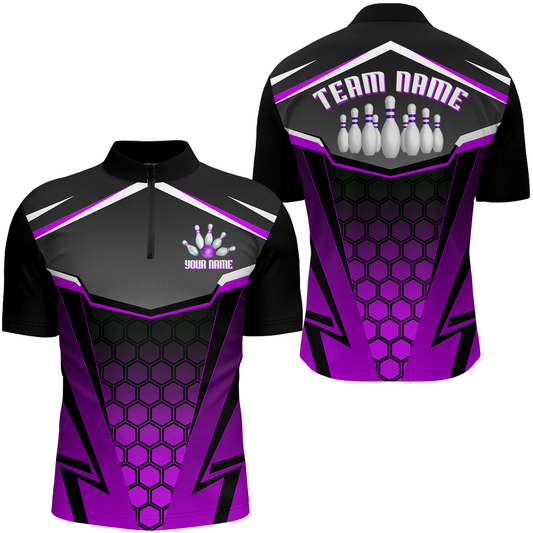 Personalized Bowling Shirt Bowling Team League Men Bowling Jersey 1/4-Zip Shirt Unisex QZT265