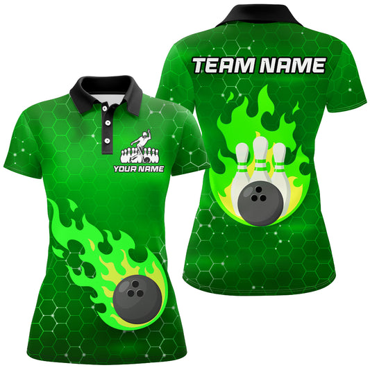 Flame Bowling Shirt for Women Custom Bowling Polo Jersey Bowling Team Shirt Bowlers Jersey QZT235