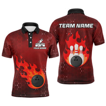 Load image into Gallery viewer, Flame Bowling Shirt for Men Custom Bowling Polo Jersey Bowling Team Shirt Bowlers Jersey QZT235