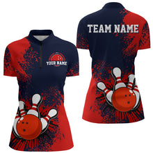 Load image into Gallery viewer, Personalized Women's Bowling Shirts Bowling Jersey Quarter Zip Bowling Performance QZT497