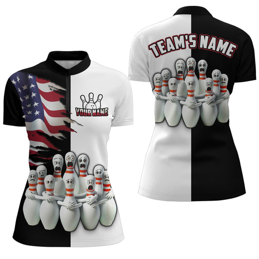 Bowling Shirt Bowling Team League Patriotic Bowling Shirt Women 1/4 Bowling QZT412
