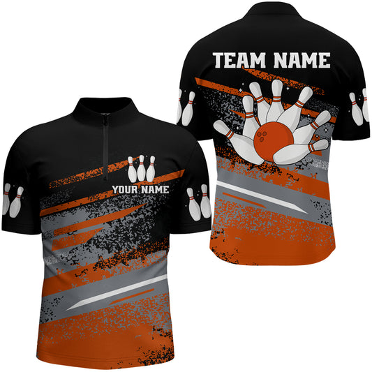 Personalized Men's Bowling Jersey Quarter Zip Bowling Team Shirts Bowling Gifts QZT501