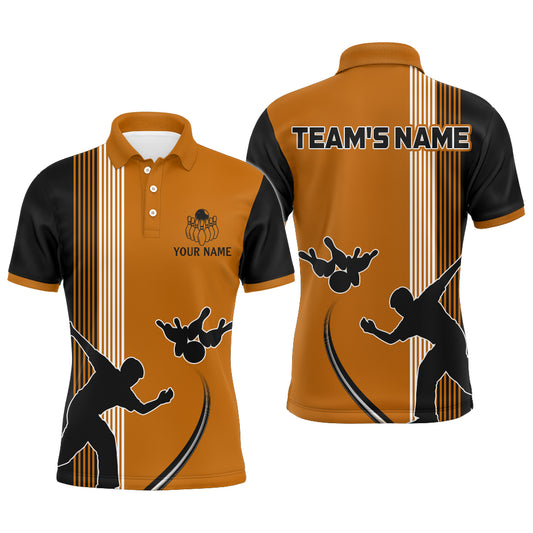 Personalized Men Polo Shirt Bowling Silhoutte Shirts Bowling Team League QZT427