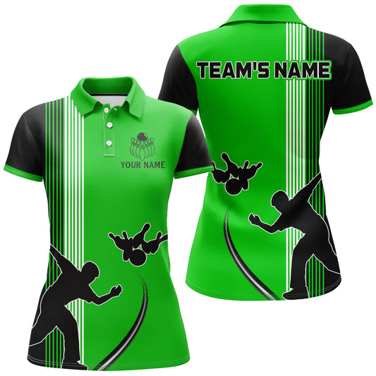 Personalized Women Polo Bowling Silhoutte Shirts Bowling Team League QZT427