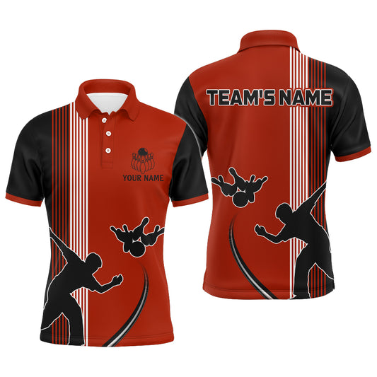 Personalized Men Polo Shirt Bowling Silhoutte Shirts Bowling Team League QZT427