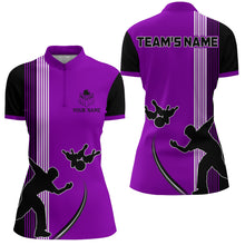 Load image into Gallery viewer, Personalized Women 1/4 Zip Shirt Camo Bowling Silhoutte Shirts Bowling Team League QZT427