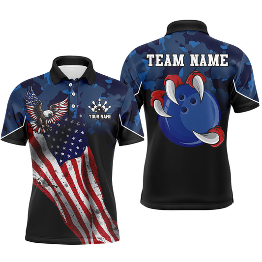 Personalized Eagle Bowling Shirt American Bowling Jersey for Men Polo Team League QZT309
